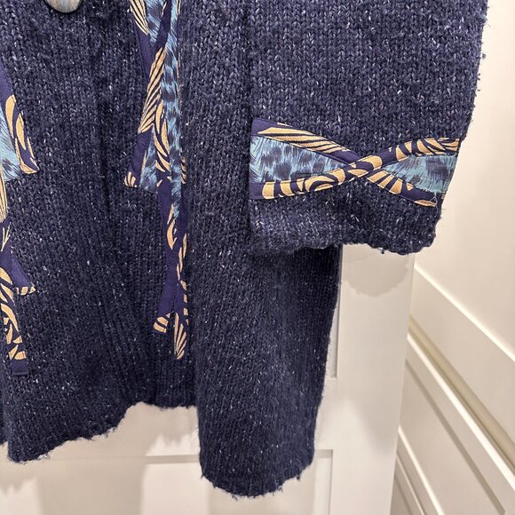 Vtg Koos Of Course Silk Cardigan 2XL Oversized Blue Wearable Art to Wear Jacket - Picture 5 of 12